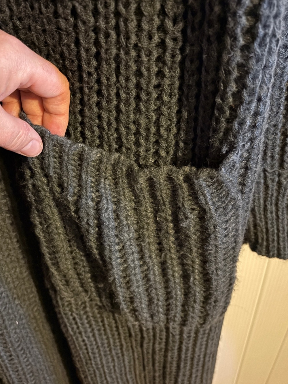 Cozy Long Open-Front Knit Cardigan Sweater - Dark Gray - Picture 4 of 8